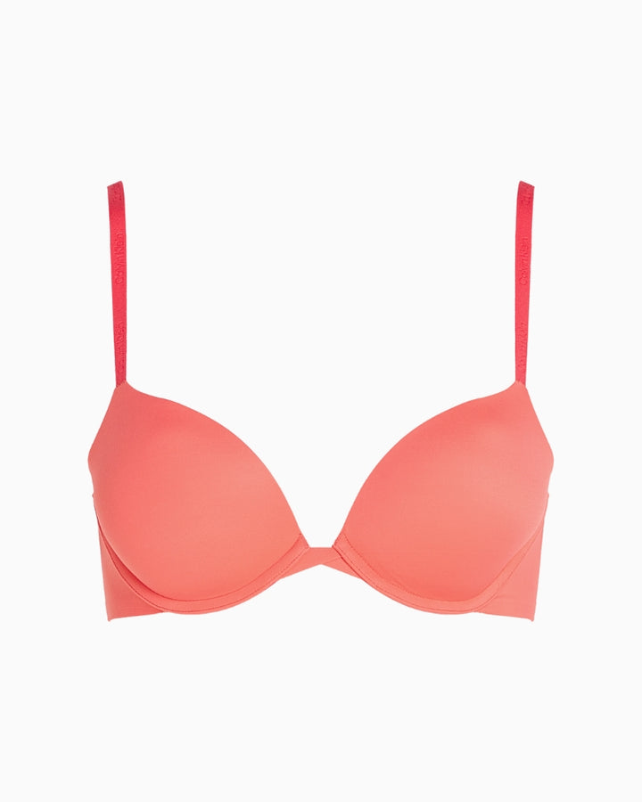 Front view of Calvin Klein push up plunge bra in exquisite pink