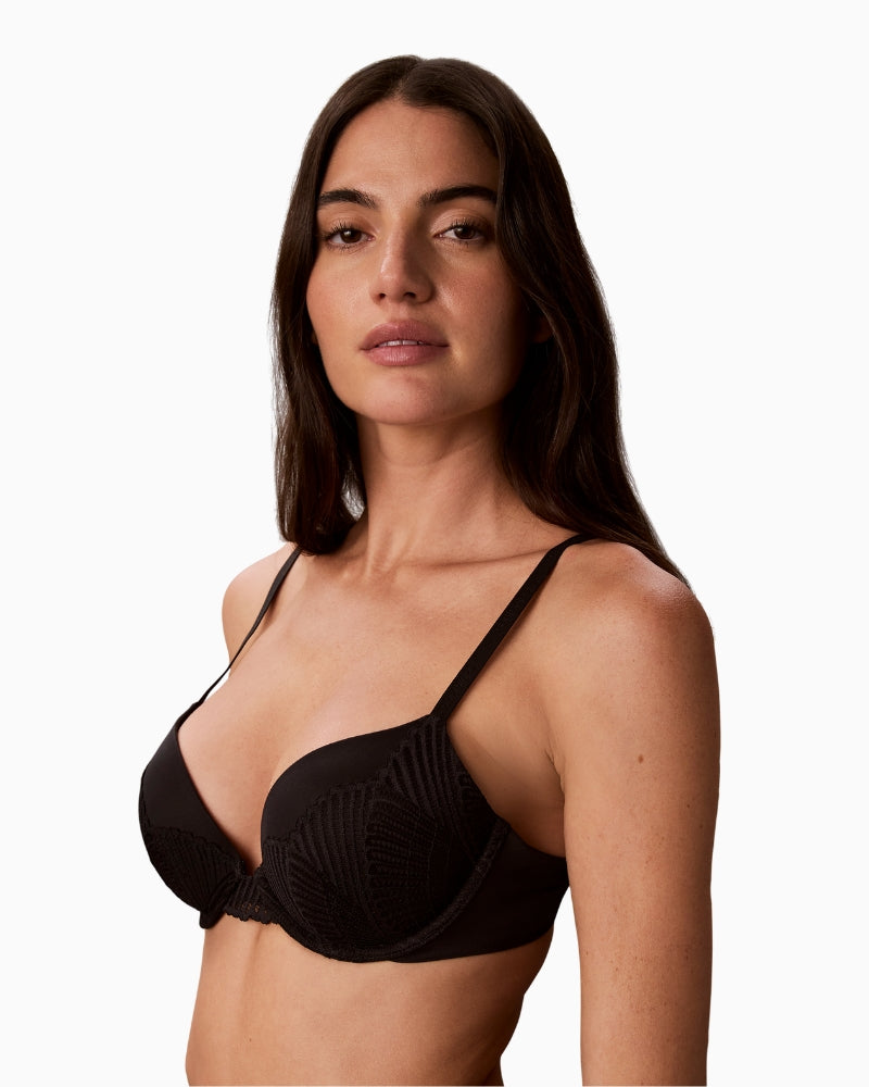 Calvin Klein Push Up Plunge Bra in Black strap detail