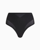 Calvin Klein Stay Put Mesh Sculpted Shapewear Thong in black color front view