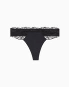 Calvin Klein black thong with elastic logo waistband and seamless fit detail