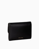 Calvin Klein engraved trifold wallet, back view highlighting structure – Áines Boutique