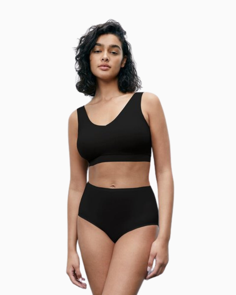 Chantelle Soft Stretch High Waist Briefs in black front view