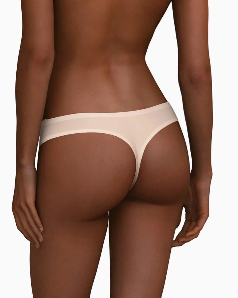 Chantelle Soft Stretch Thong in Golden Beige color back view