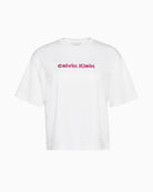 Calvin Klein Jeans white cotton t-shirt with 3D two-tone embroidered logo