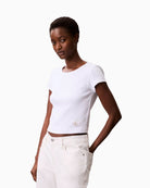 Calvin Klein ribbed baby tee in grey with slim fit and crew neck
