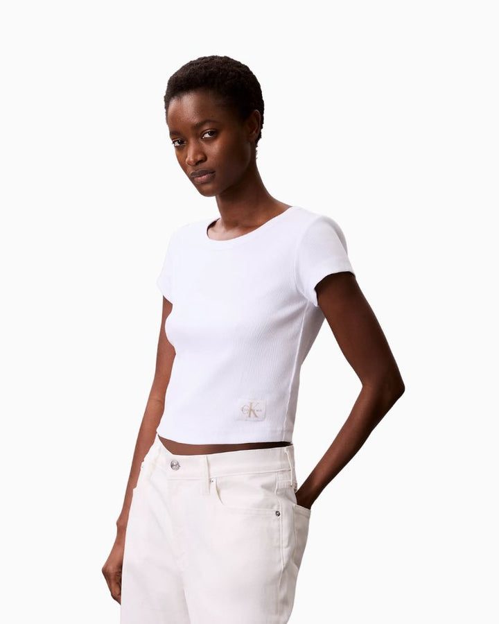 Calvin Klein ribbed baby tee in grey with slim fit and crew neck