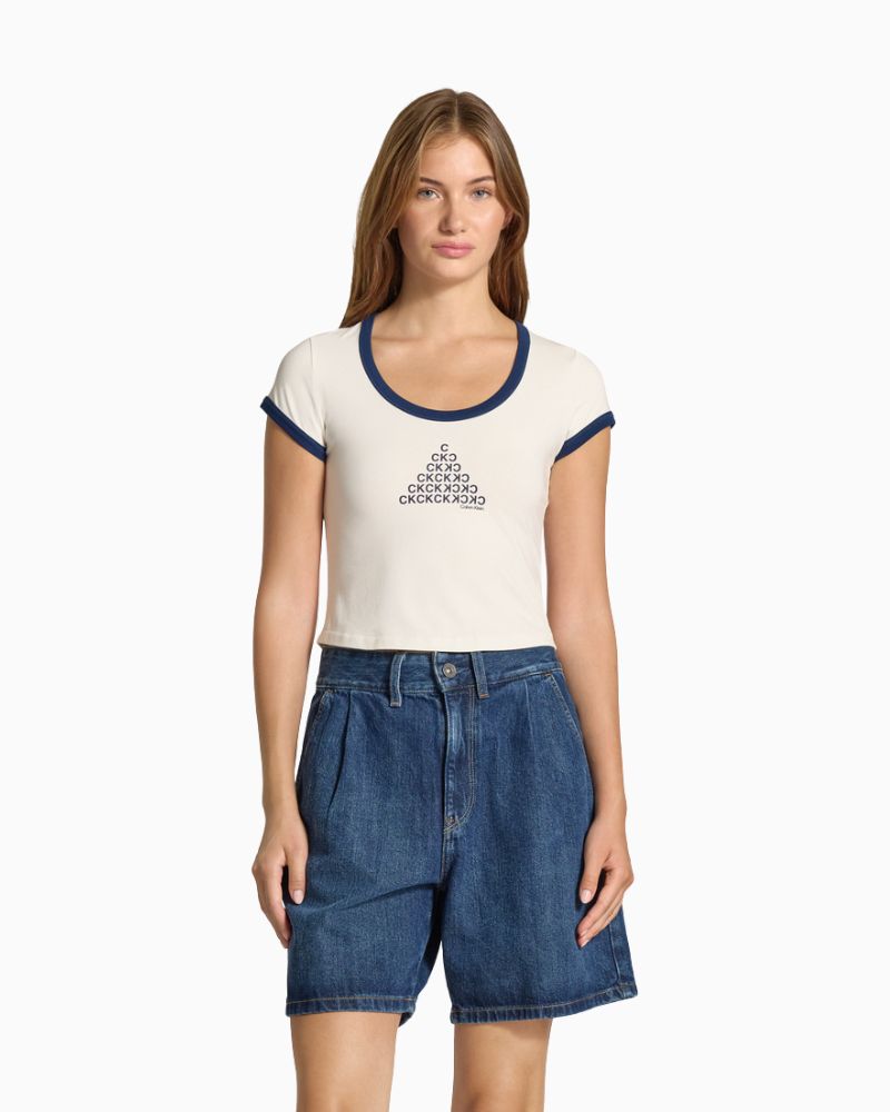 Ck Jeans - Scoop Neck Graphic Tee with logo design