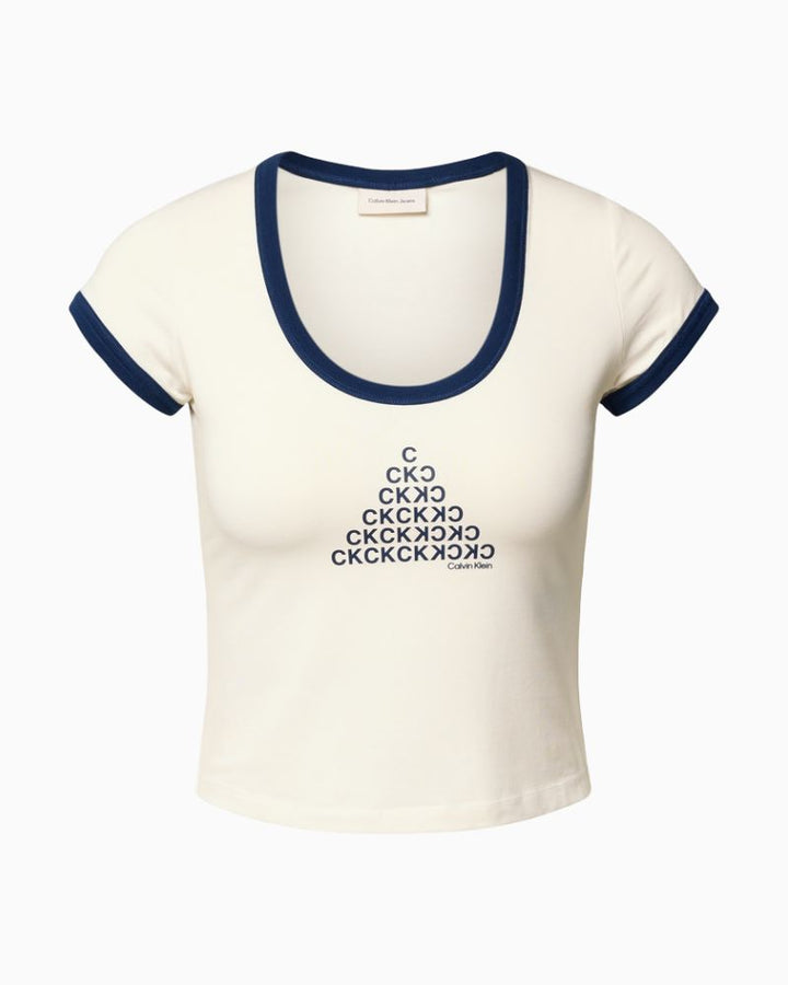 Ck Jeans - Scoop Neck Graphic Tee with logo design