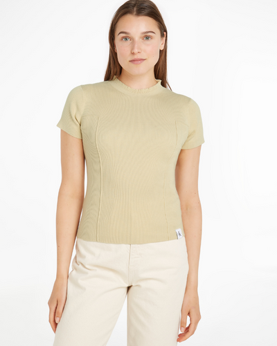 Ck Jeans - Seaming Short Sleeve Sweater Top 