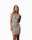 Calvin Klein sleeveless striped mini dress in stretch cotton rib