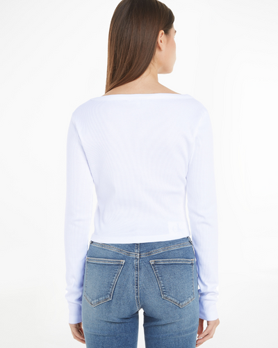 Ck Jeans - Woven Labe Rib Long Sleeve Cardigan