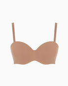 Close-up of strapless bra showing padded design and detachable straps