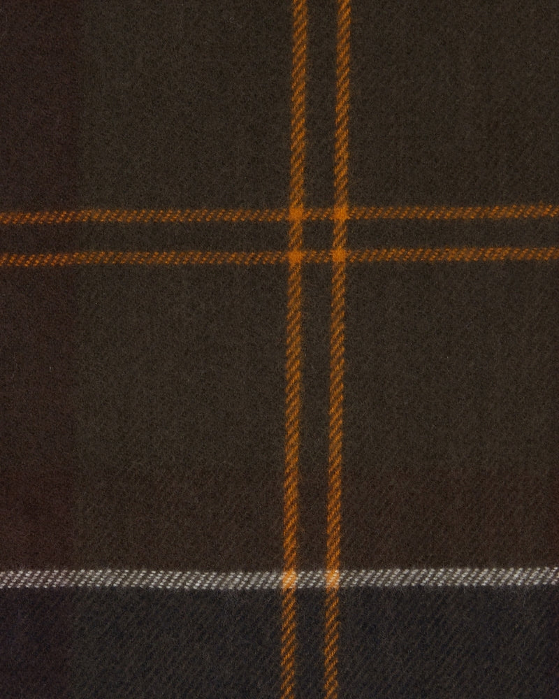Close up fabric texture of Barbour tartan scarf check intersection