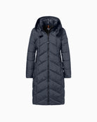 District Arosa gun metal long quilted coat with detachable hood