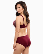 Back view of Agathe amaranth full brief in silky opaque mesh