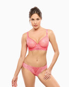 Woman wearing Empreinte Cassiopée plunge bra Electric Pink – Áines Boutique