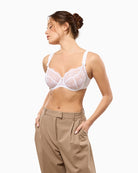 Woman wearing Empreinte Charlotte demi-cup bra white – Áines Boutique