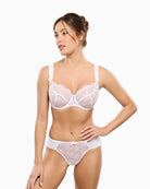 Woman wearing Empreinte Charlotte demi-cup bra white – Áines Boutique