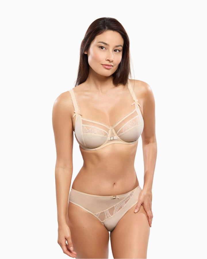 Empreinte Gustave full cup bra in antique ivory with decorative straps and tulle lining