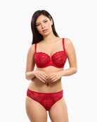 Empreinte Romy brief in red lace with embroidered front and soft mesh back