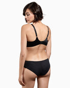 Back of Empreinte Tess black balconette bra with underwired non-padded cups and adjustable straps