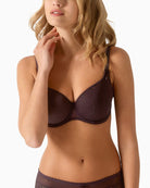 Close-up of neckline lace on Verity bra showing soft edging and smooth support