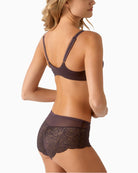 Side view of neckline lace on Verity bra showing soft edging and smooth support