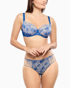 Empreinte Agathe balcony bra in blue full front product view