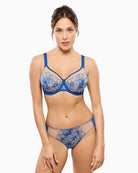 Empreinte Agathe brief in blue front view with embroidery