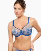 Empreinte Agathe full cup bra in blue cup detail with floral embroidery