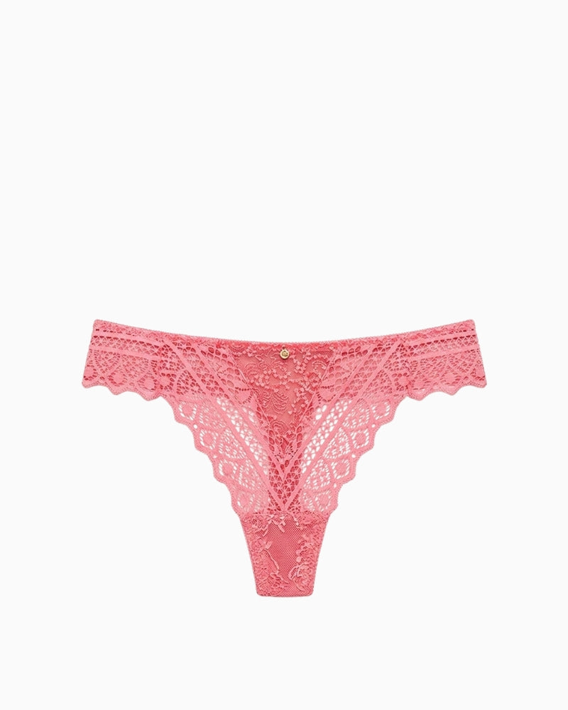 Empreinte Cassiopee thong in pink embroidery detail front panel