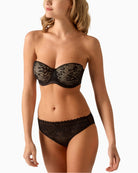 Empreinte Melody Strapless Bra in Black Gold lace cup detail