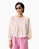FRNCH ACASTE cream blouse front view