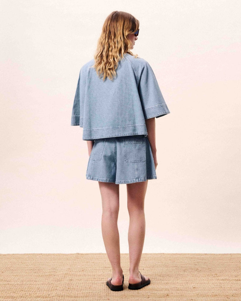 FRNCH Citrine blouse in denim back view