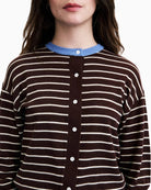 FRNCH Echarpe Cardigan in brown button detail