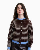 FRNCH Echarpe Cardigan in brown front view