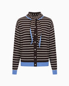 FRNCH Echarpe Cardigan in brown striped knit detail