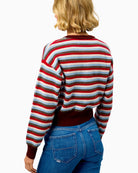 FRNCH Echarpe Cardigan in red stripe back view