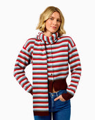 FRNCH Echarpe Cardigan in red stripe front view