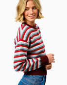 FRNCH Echarpe Cardigan in red stripe side view