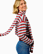 FRNCH Echarpe Cardigan in red stripe side view