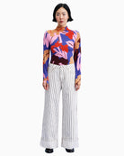 FRNCH Fenton Wide Leg Jeans in cream and khaki styled view