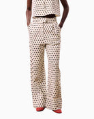 FRNCH Isolde trousers in cream geometric pattern detail
