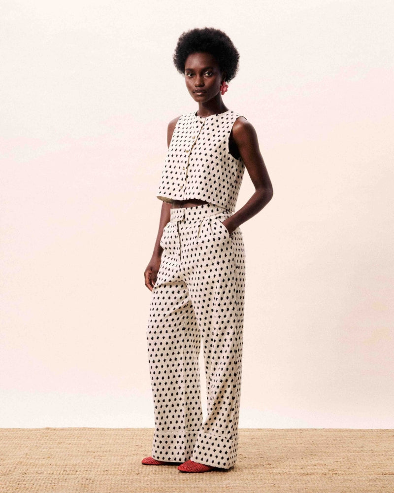 FRNCH Isolde trousers in cream side view