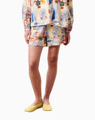 FRNCH Lapis shorts in multi colour print detail