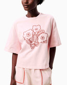 FRNCH Lolite T-shirt in rose embroidered floral detail