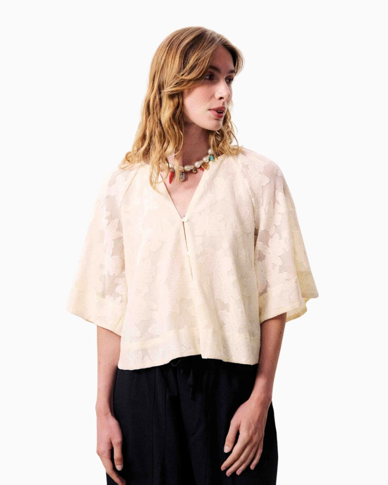 FRNCH MARESIAS cream blouse front view
