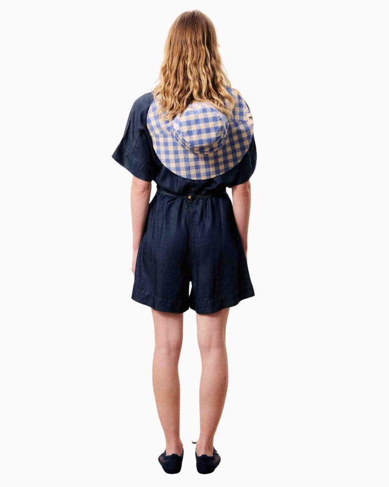 FRNCH MARISELLE denim playsuit indigo blue back view