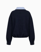 FRNCH Maritsa Bomber Jacket in navy blue back detail