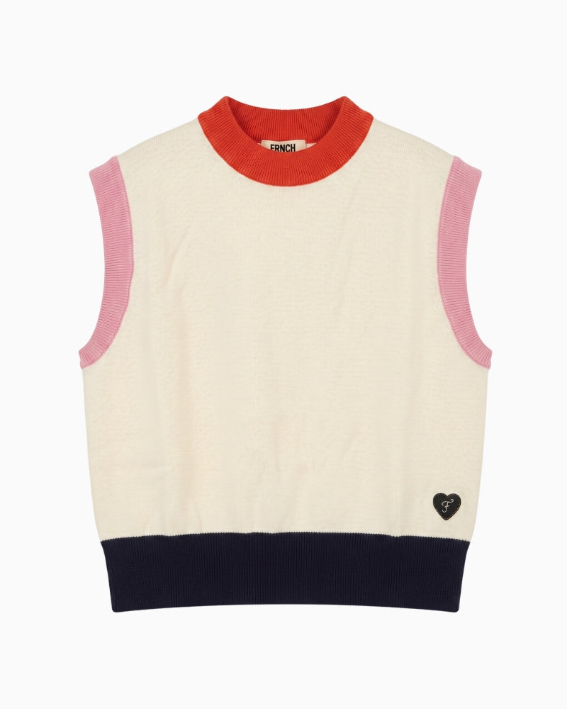 FRNCH Mickle Vest in Cream front view